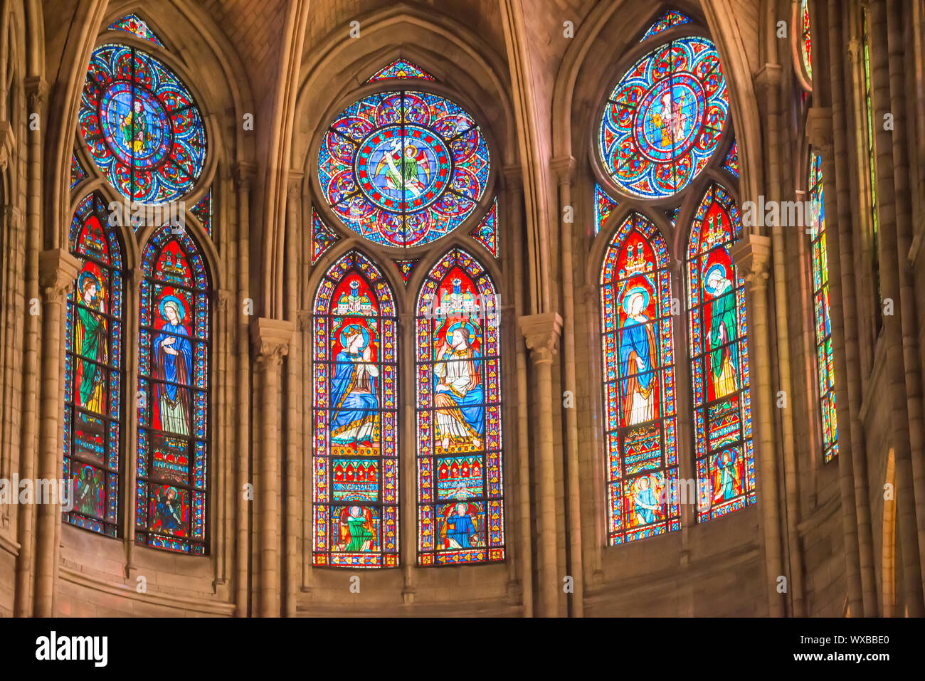 Stained glass windows of NotreDame de Paris Stock Photo Alamy