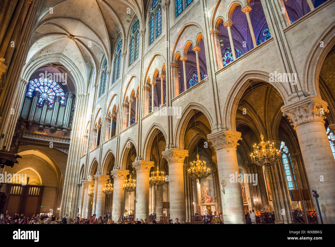 Interior of cathedral Notre-Dame de Paris Stock Photo - Alamy