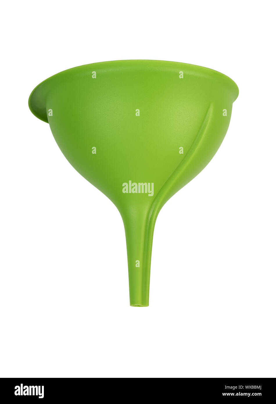 Green plastic kitchen funnel Stock Photo
