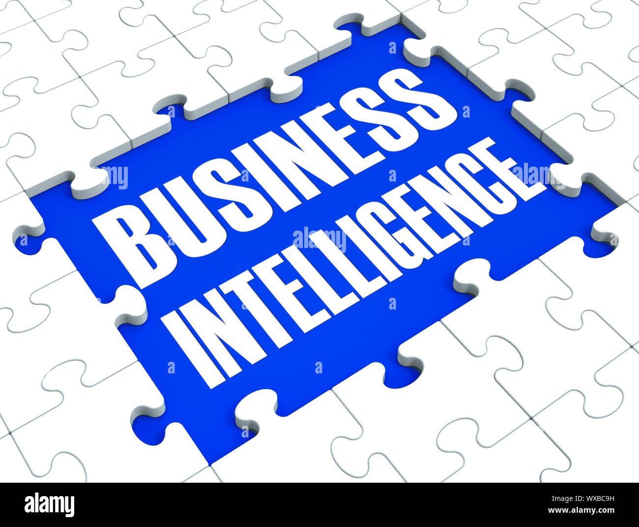 Business Intelligence Puzzle Shows Company's Opportunities And Obtained Knowledge Stock Photo