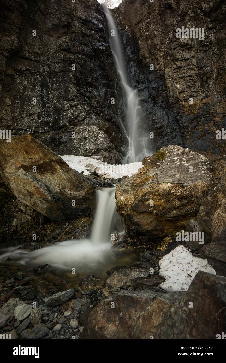 river with waterfall pond in caucasus Stock Photo