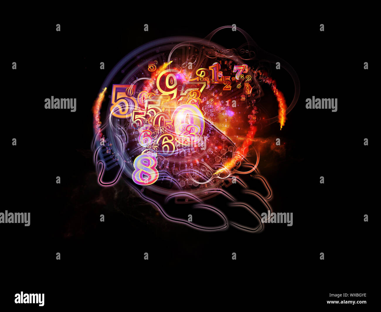 Hand of Science series. Backdrop of human hand and science related ...