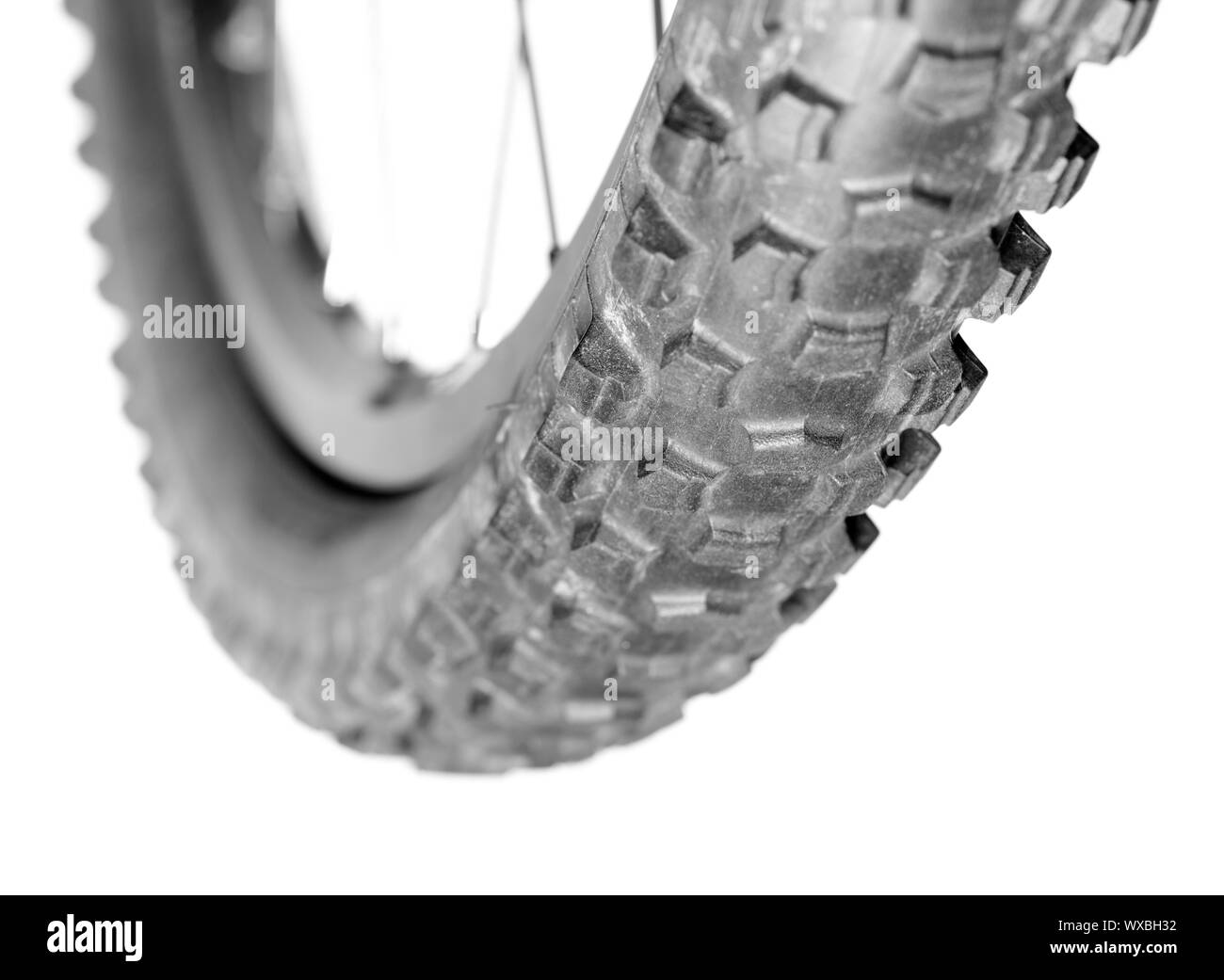 Knobby mountain bike tire close-up Stock Photo