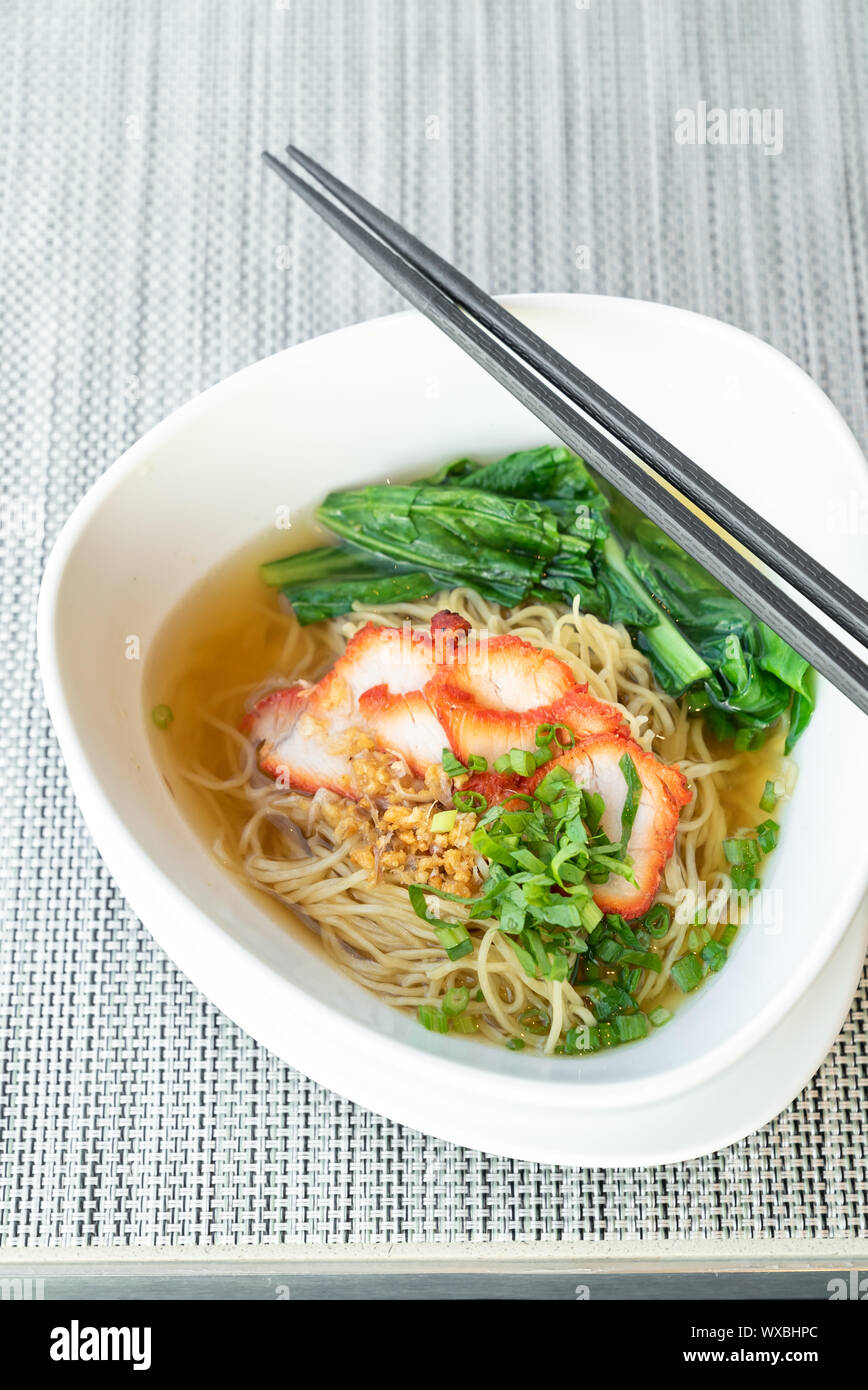 BBQ Pork egg Noodle Stock Photo Alamy