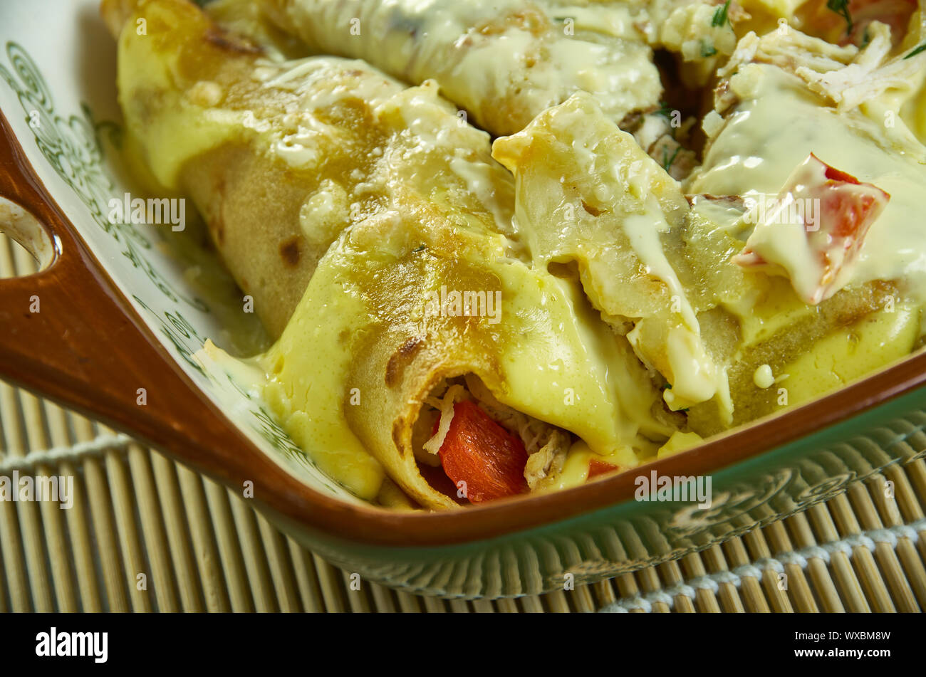 Creamy Pepperjack Chicken Enchiladas Stock Photo Alamy