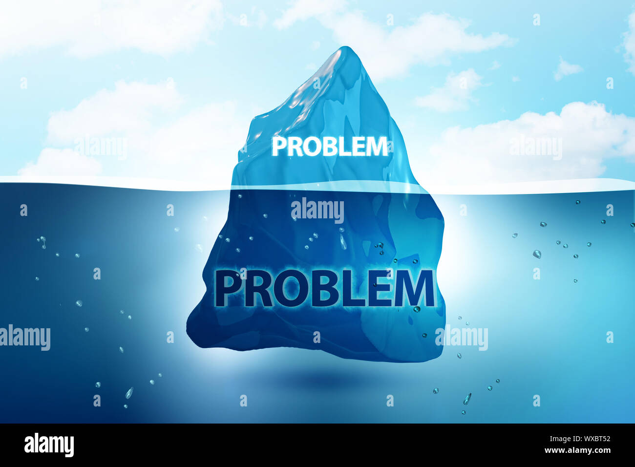 Problem concept with iceberg 3d rendering Stock Photo Alamy