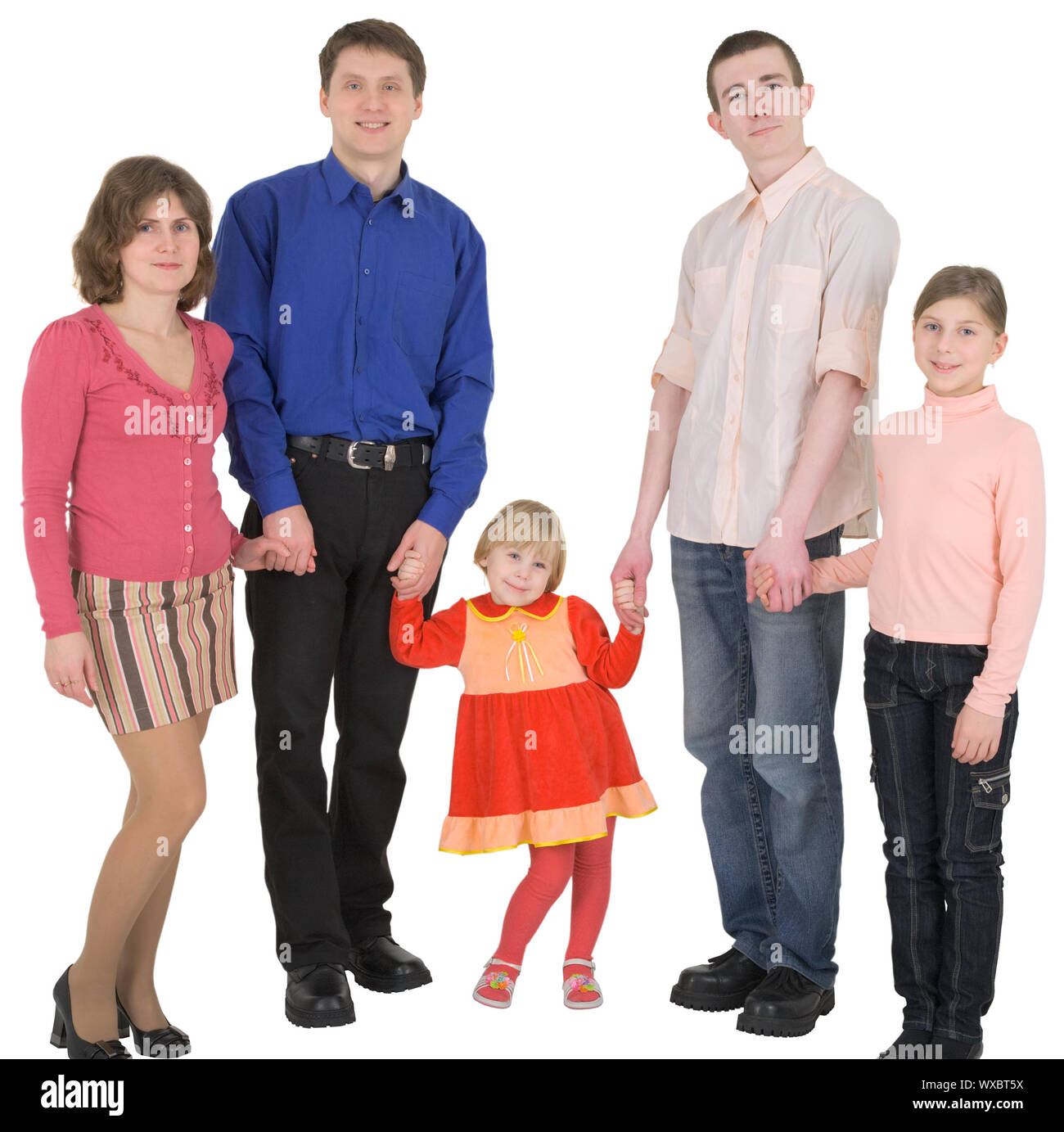 Man, woman and child on a white background Stock Photo - Alamy