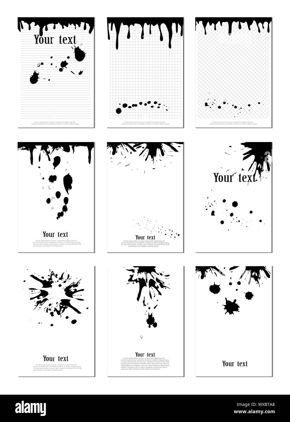 Ink Shadow Vector Page with shadow and ink blots, design element for advertising and ...