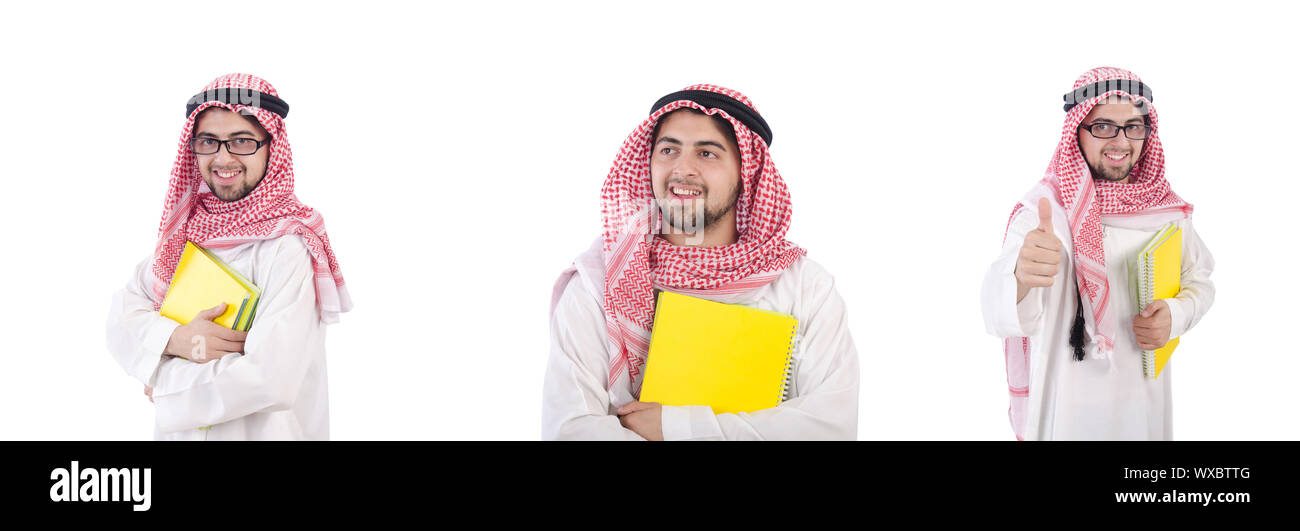 Youn arab student isolated on white Stock Photo