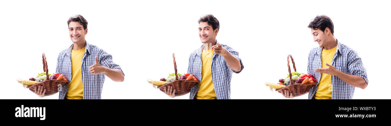 Man with basket of fruits and vegetables Stock Photo - Alamy