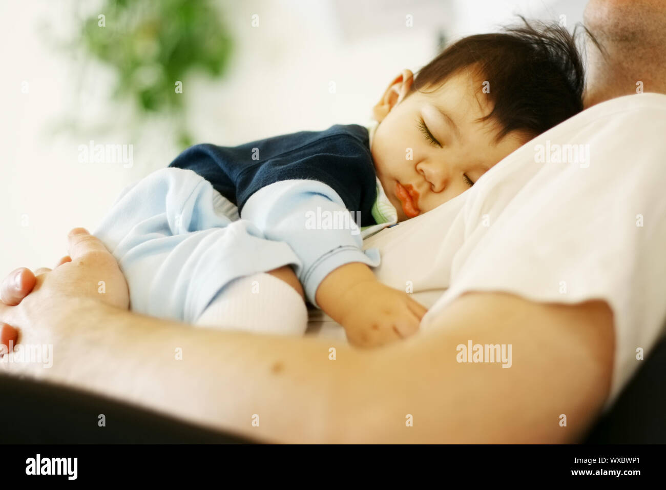 Baby sleeping on fathers chest hi res stock photography and images Alamy