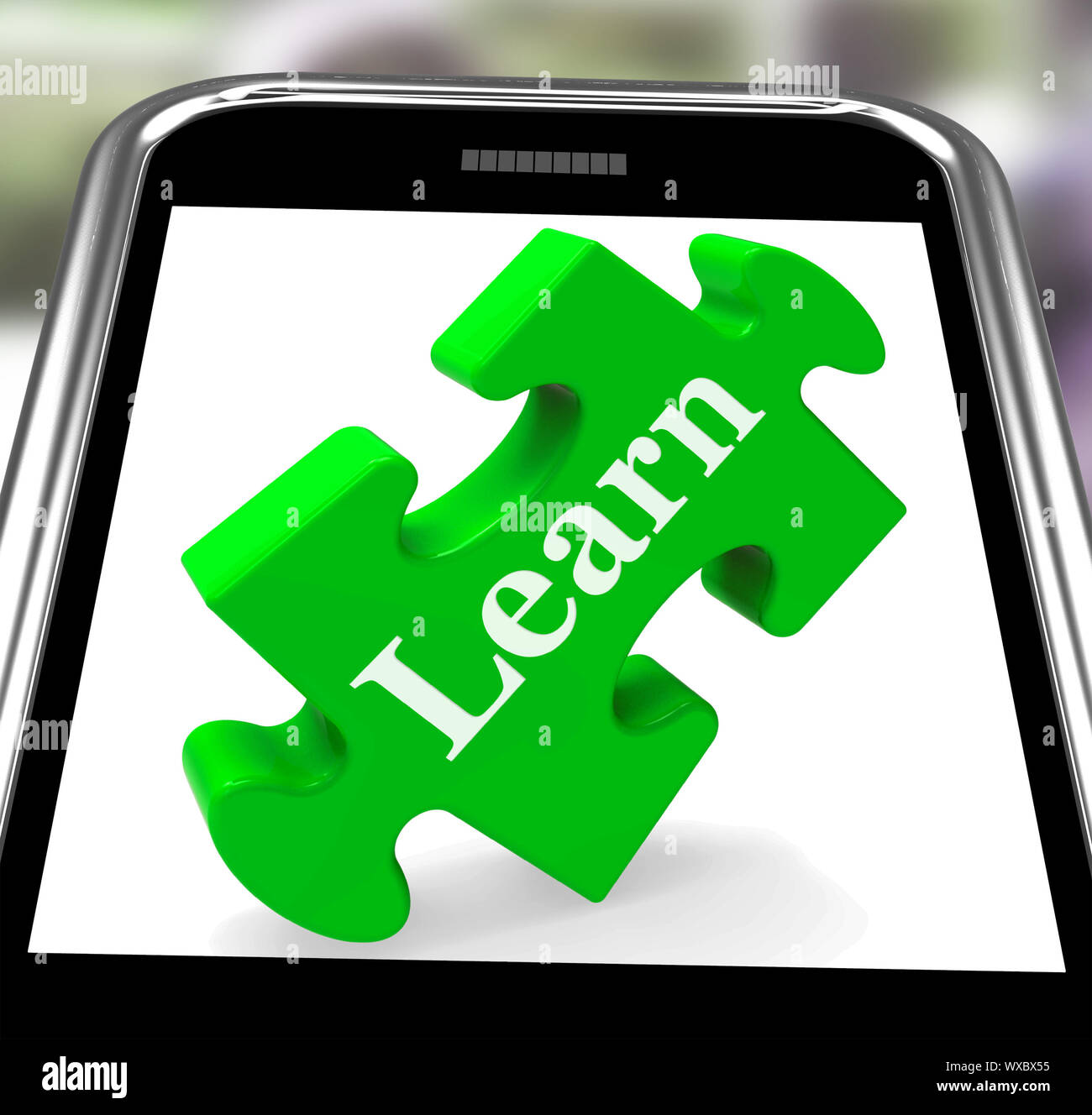 Learn On Smartphone Showing Recreational Lessons And Teaching Stock ...
