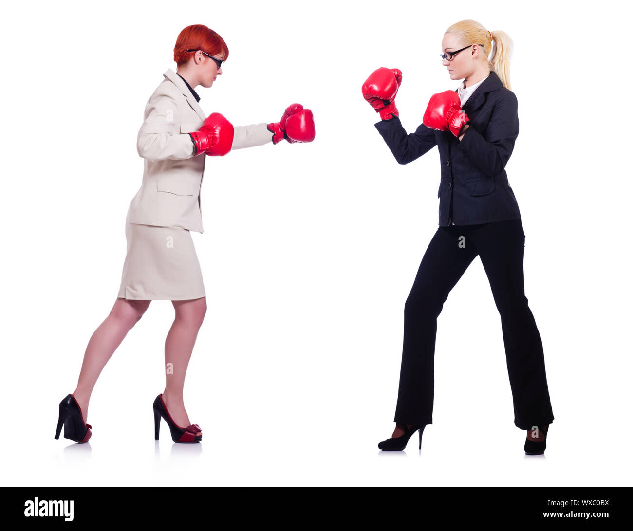 Pair in funny boxing concept Stock Photo