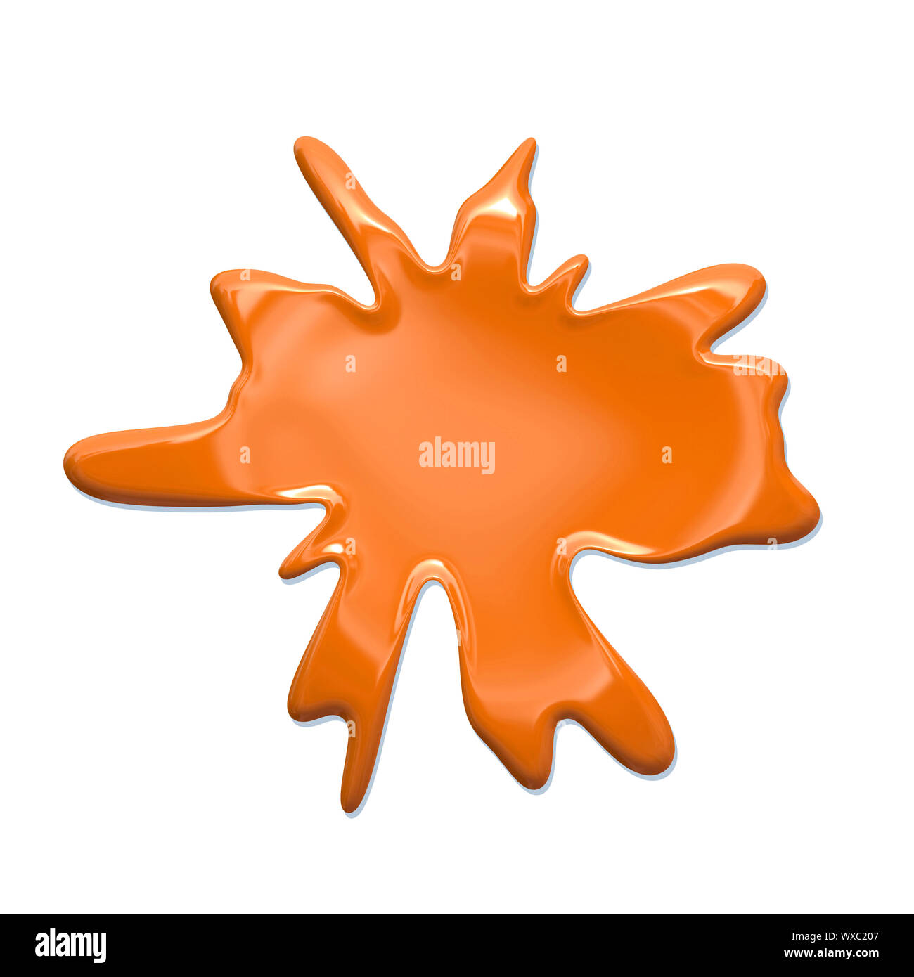 Blob Of Dripping Orange Paint On White Background Stock Photo