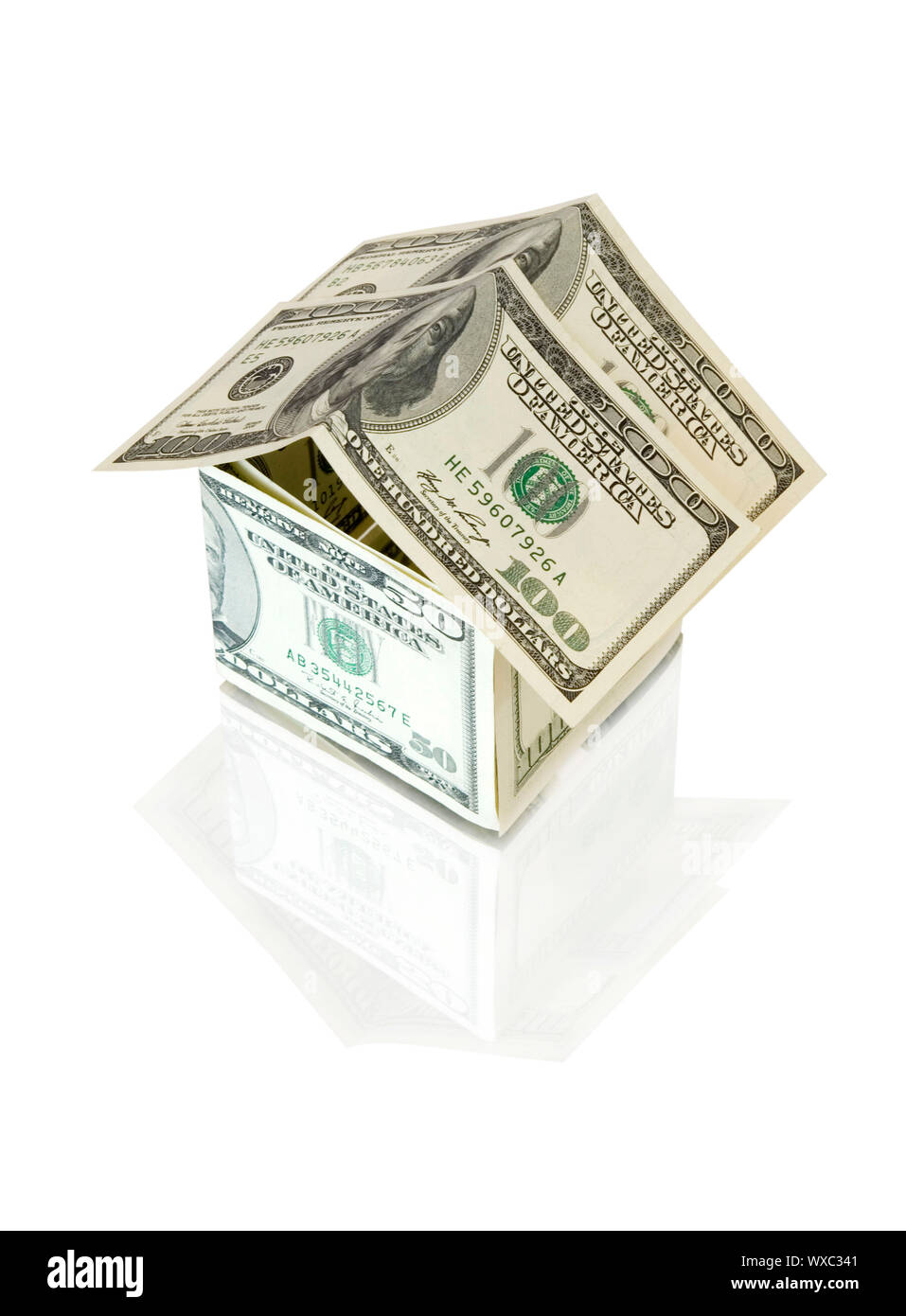 Money House On White Background Stock Photo - Alamy