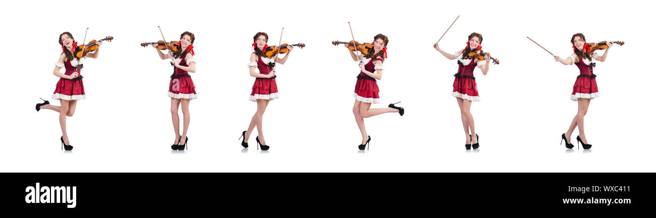 Woman with violin isolated on white Stock Photo - Alamy