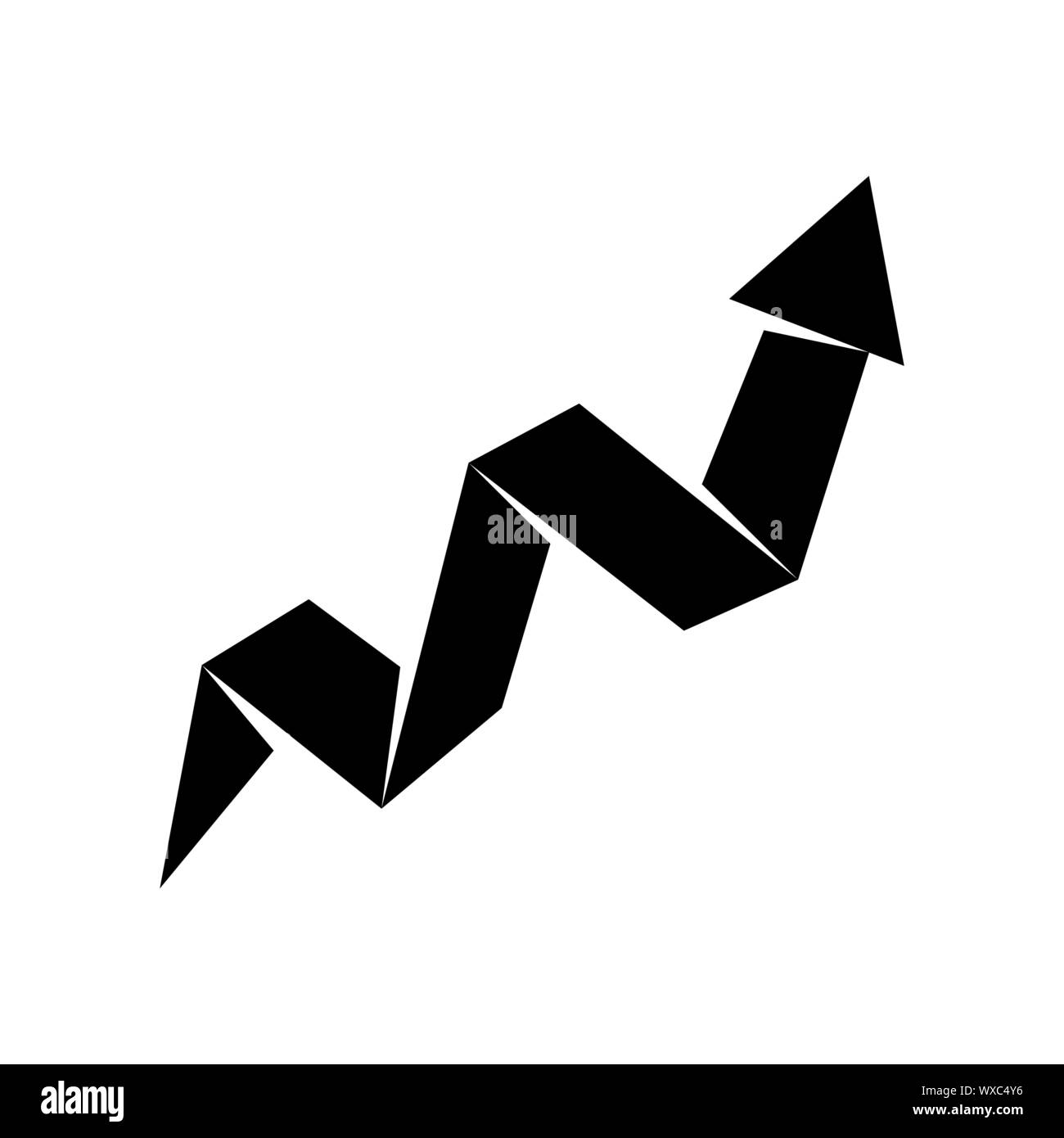 Zigzag Arrow Up Direction Vector Black Color Isolated Stock Vector