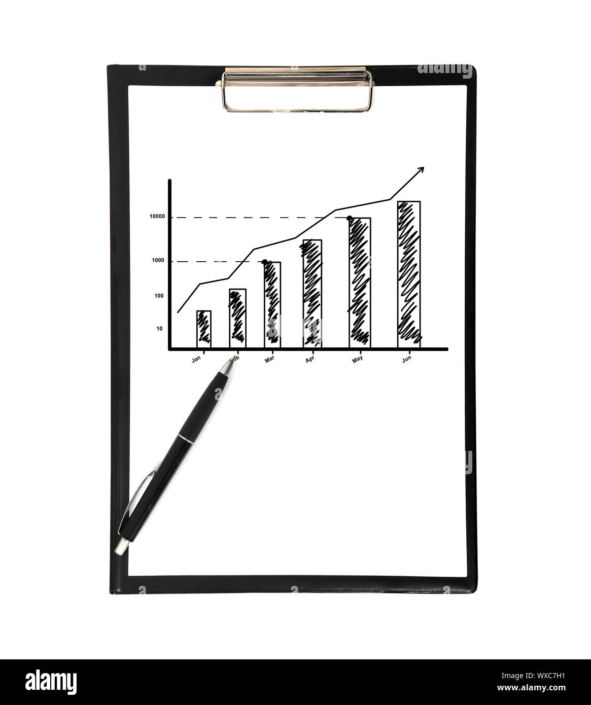 clipboard with chart on white background Stock Photo Alamy
