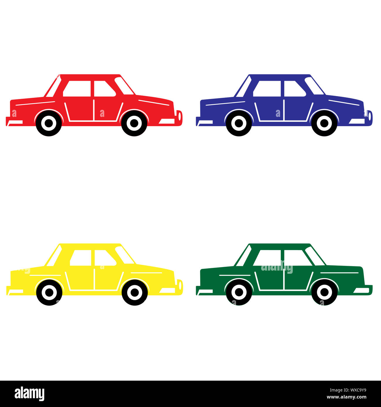 Set of 4 colorful cars Stock Photo
