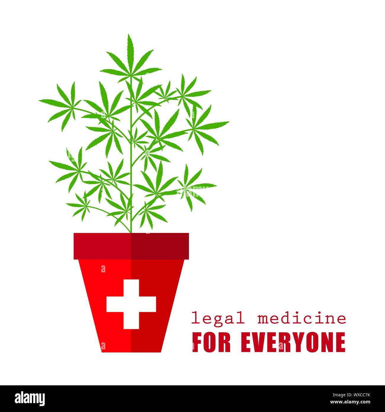 legal medical marijuana medicine for everyone plant cannabis in flowerpot vector illustration EPS10 Stock Vector