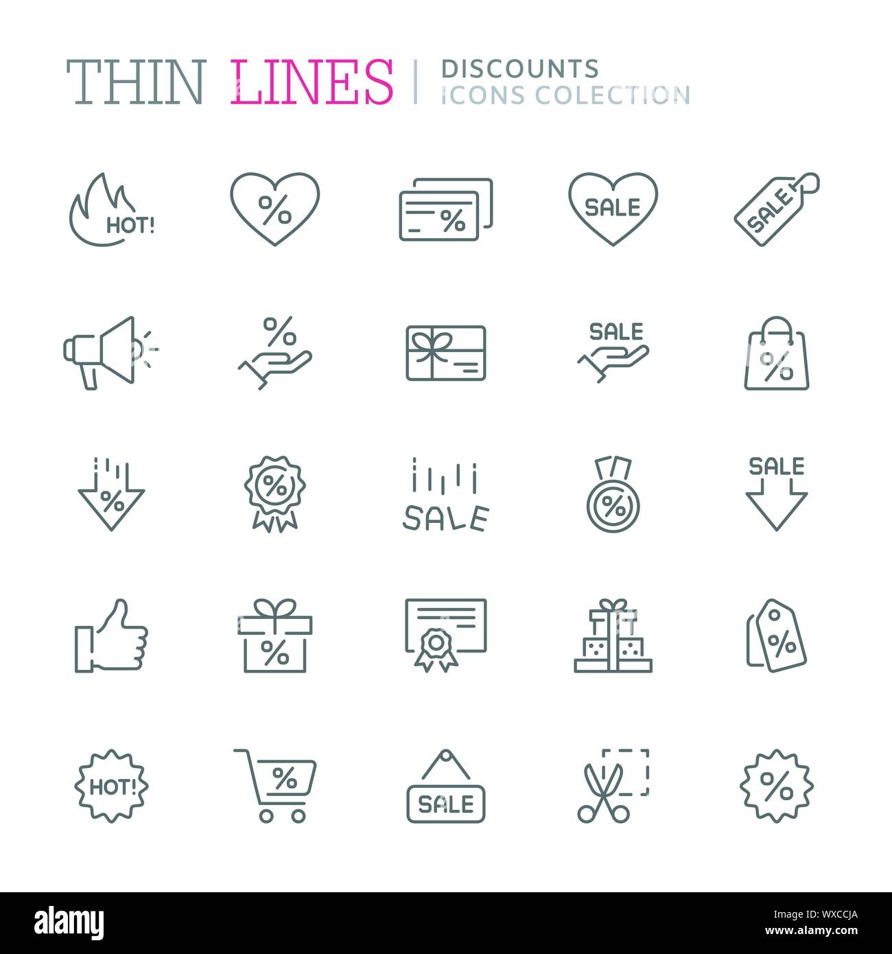 Collection of sales related line icons. Vector eps 8 Stock Vector