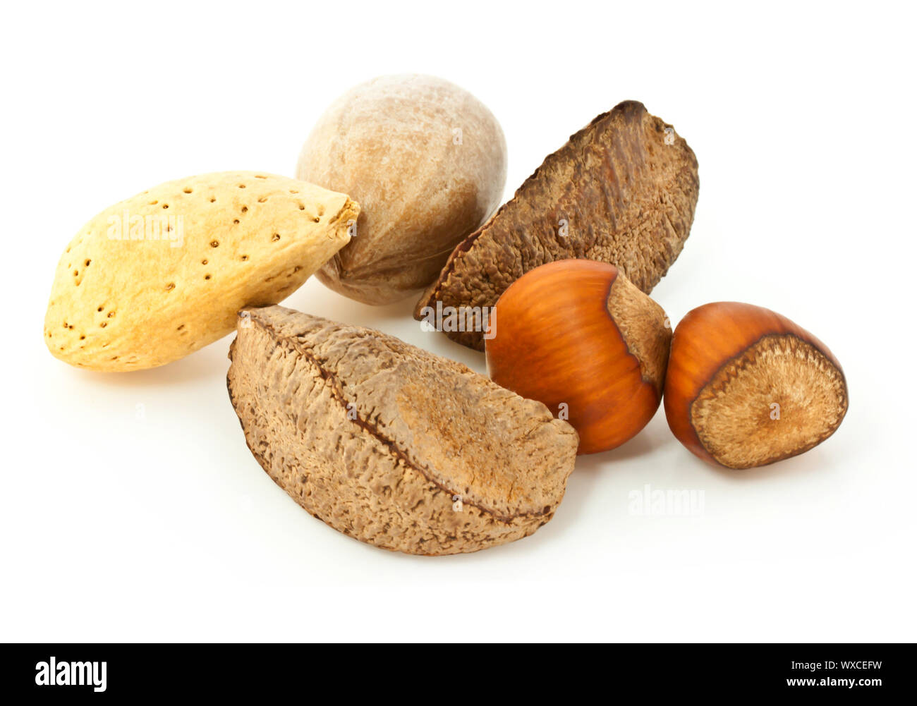Mixed nuts in the shell isolated on white background Stock Photo Alamy
