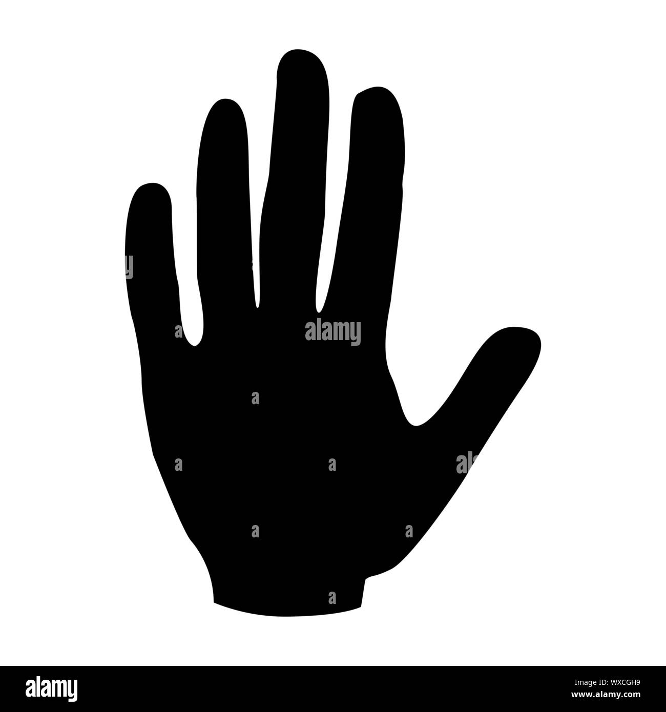 Palm silhouette. Black hands icon on a white background. Vector illustration Stock Vector