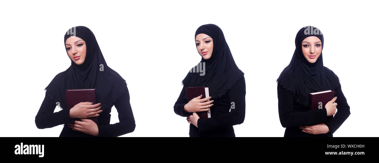 Muslim young woman wearing hijab on white Stock Photo - Alamy