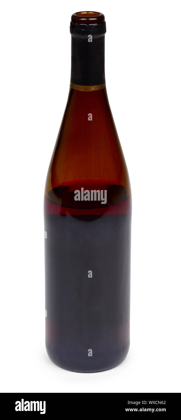 Unfinished bottle of red wine on a white background Stock Photo Alamy
