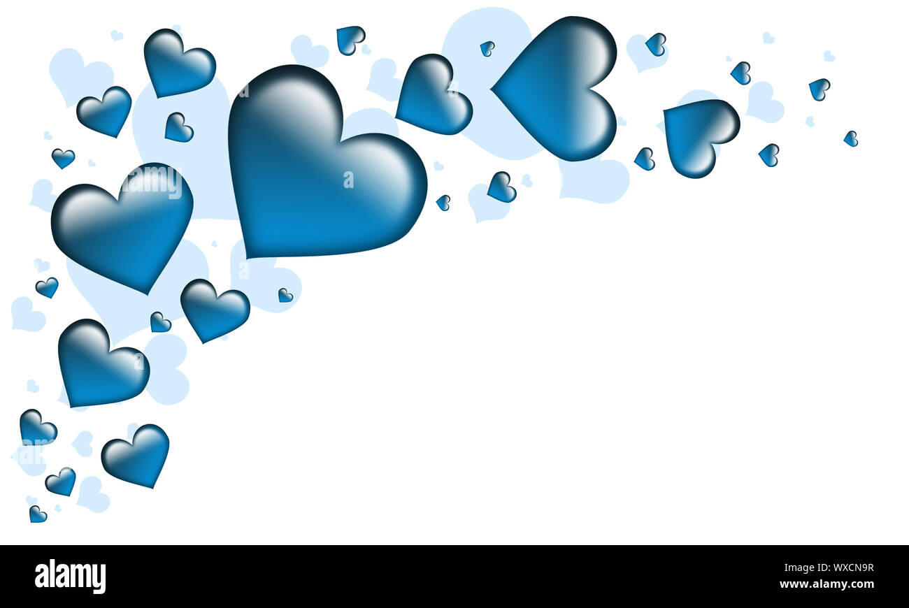 Valentines Day Card with Hearts all in blue Stock Photo - Alamy