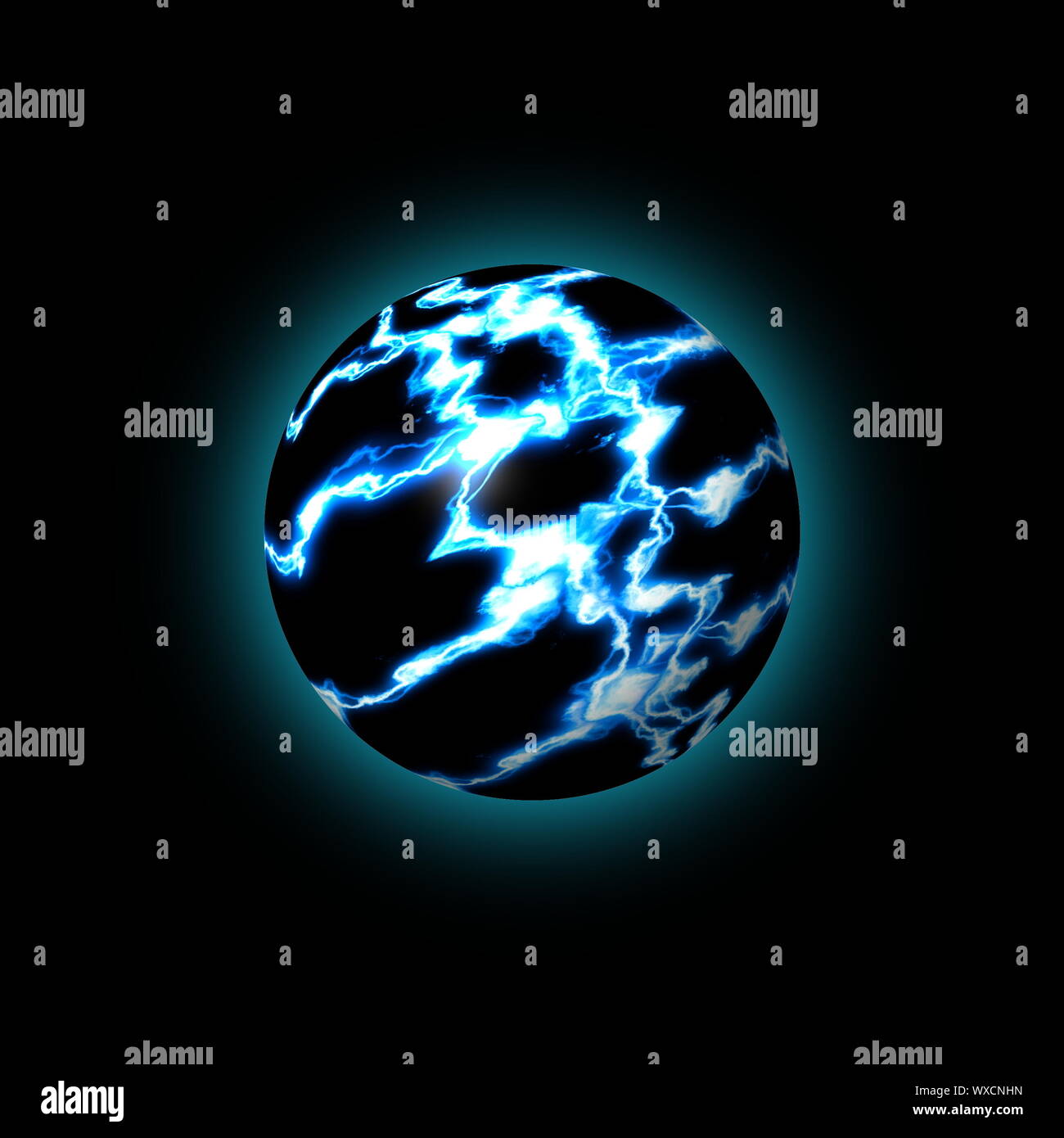 blue lightning globe showing an abstract world Stock Photo - Alamy