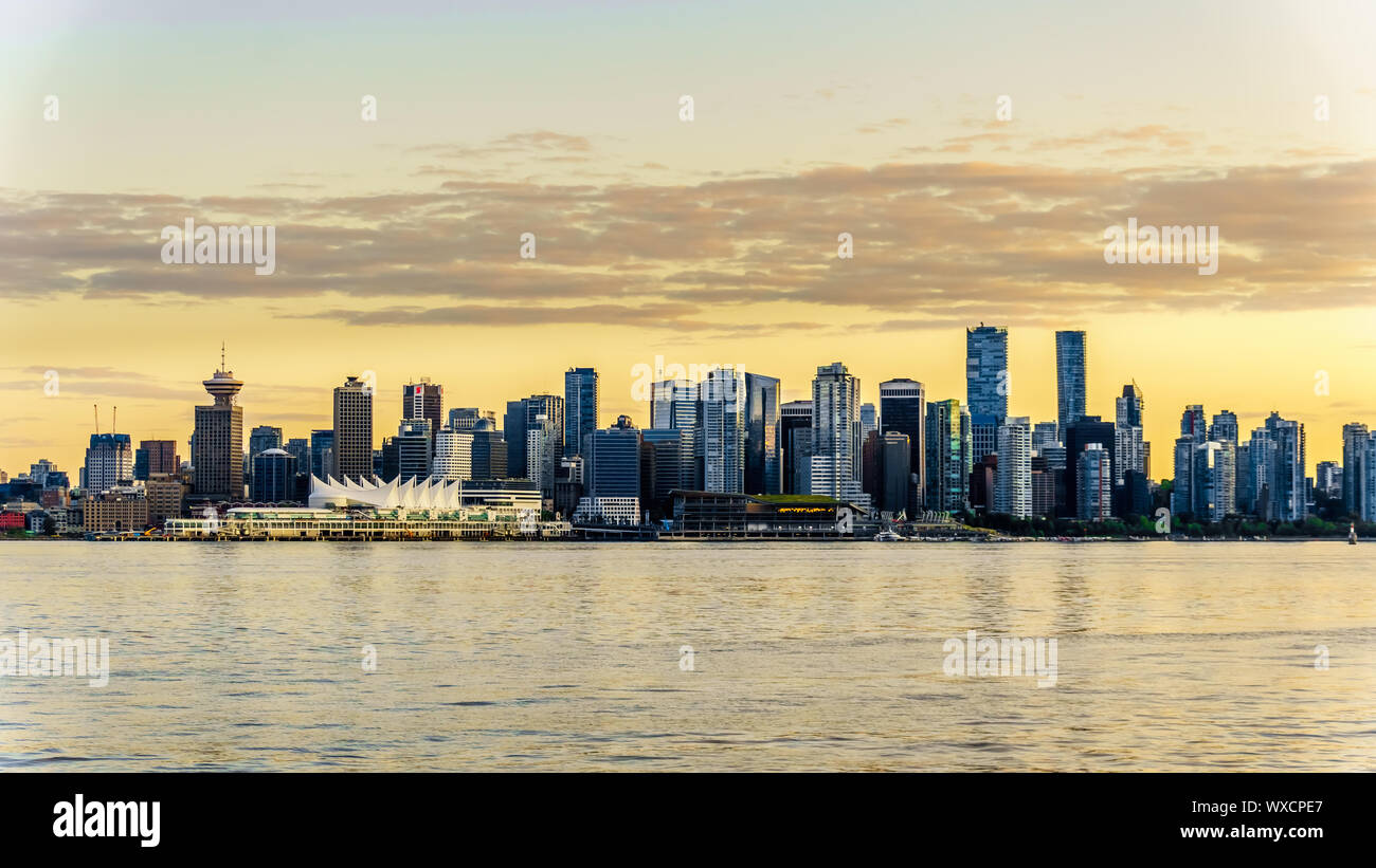 View of the Vancouver Skyline and Harbor. Viewed from the Stanley Park ...