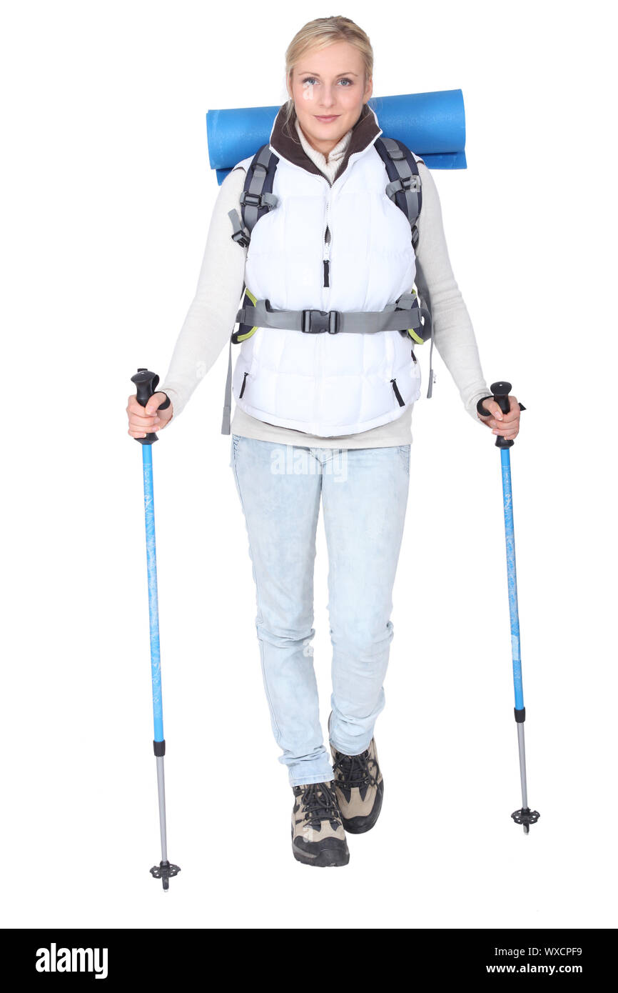 Female hiker map compass hi-res stock photography and images - Alamy