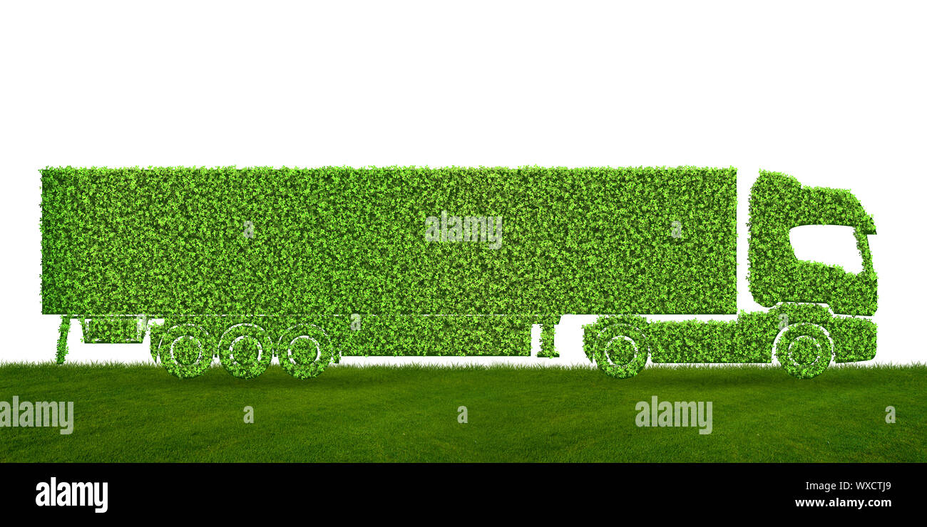 Green low emission electic vehicle concept - 3d rendering Stock Photo