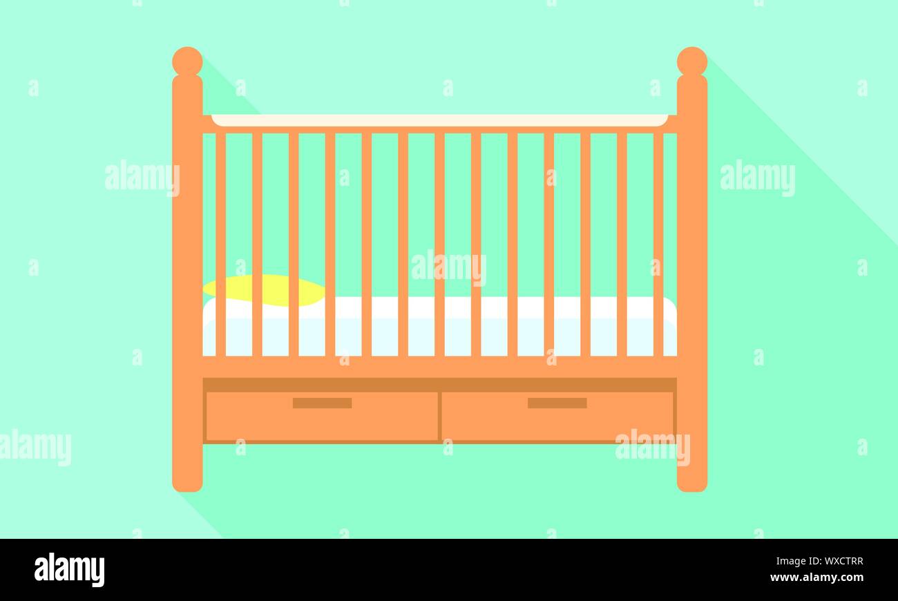 Baby crib icon. Flat illustration of baby crib vector icon for web
