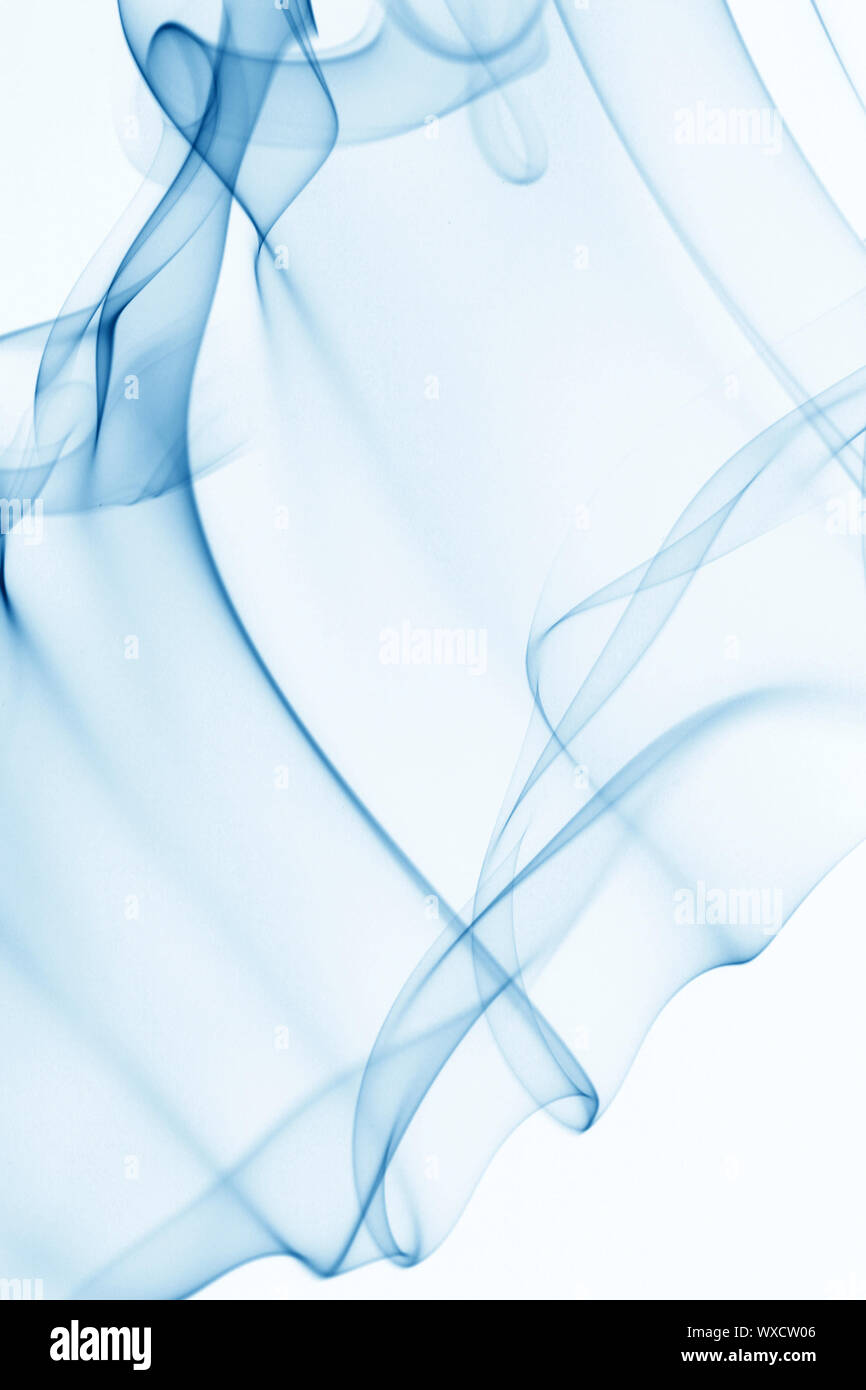 blue smoke on white background Stock Photo - Alamy