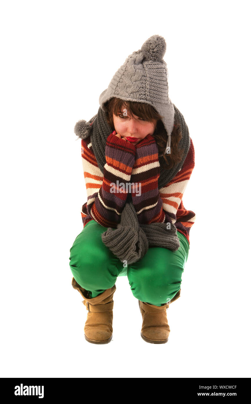 Young girl is having it cold in winter time Stock Photo - Alamy