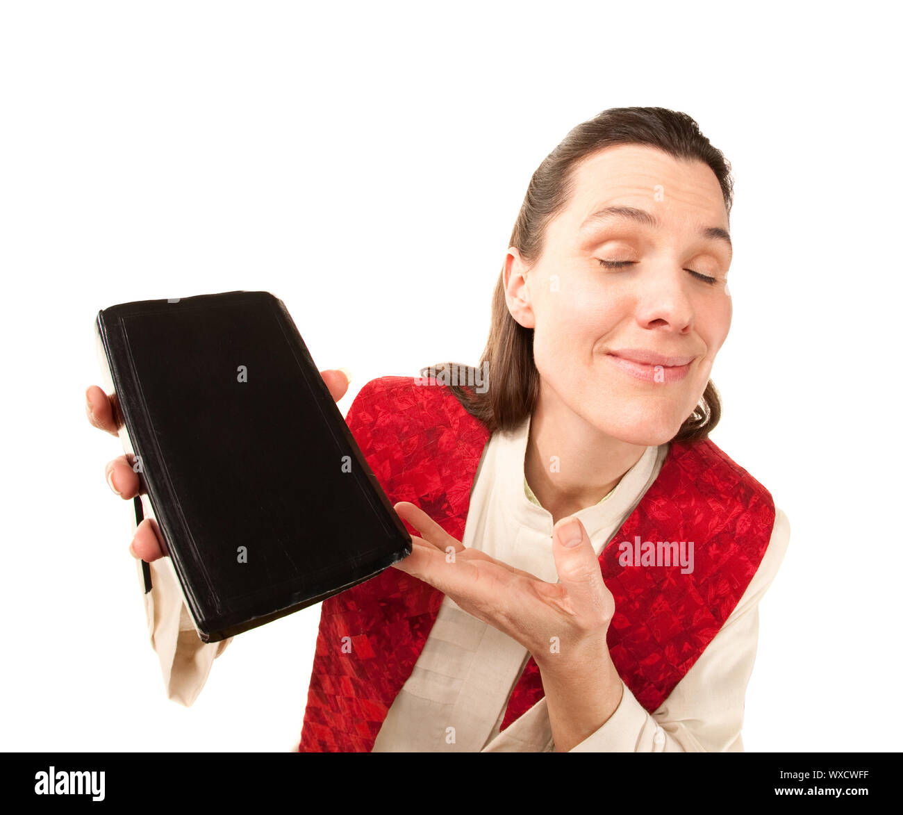 Female preacher with Bible and holy garments Stock Photo Alamy