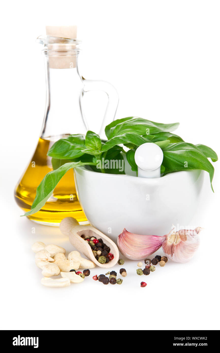 Pesto sauce ingredients over hi res stock photography and images Alamy