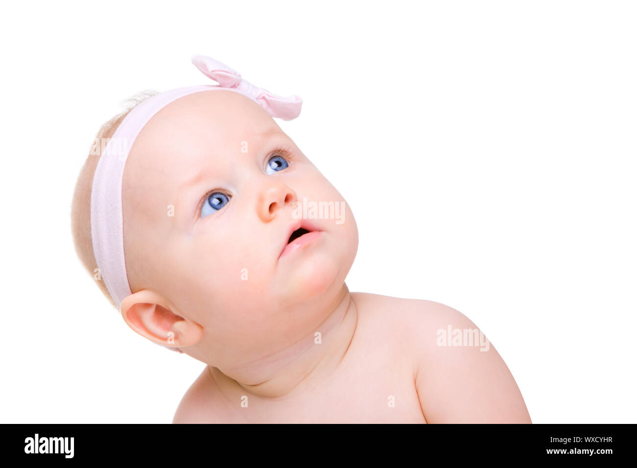 Portrait of adorable baby girl isolated on white Stock Photo - Alamy
