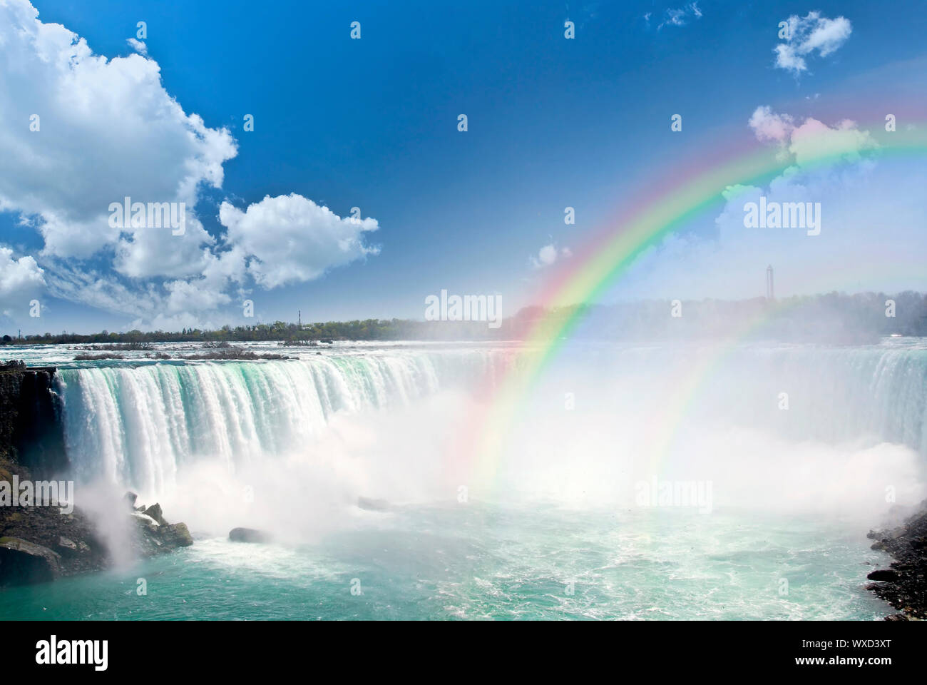 Spectacular rainbows at Canadian side of Niagara Falls Stock Photo