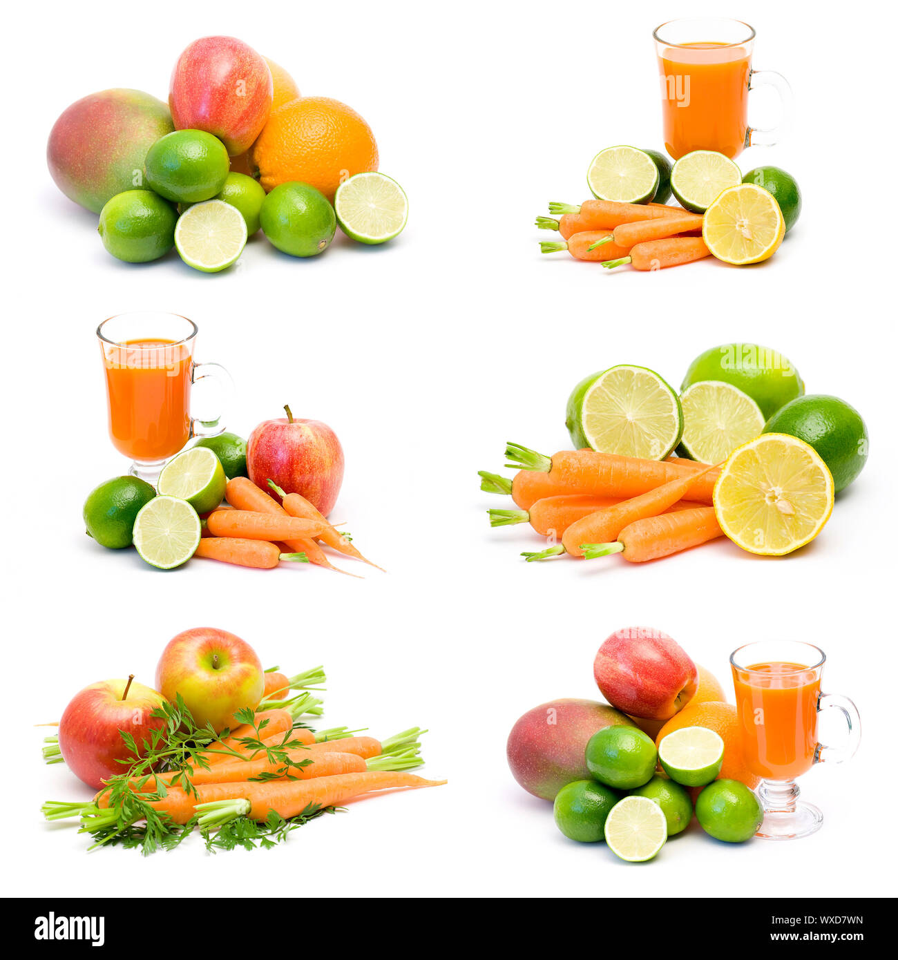 fresh juice, fruits and vegetables collage Stock Photo Alamy