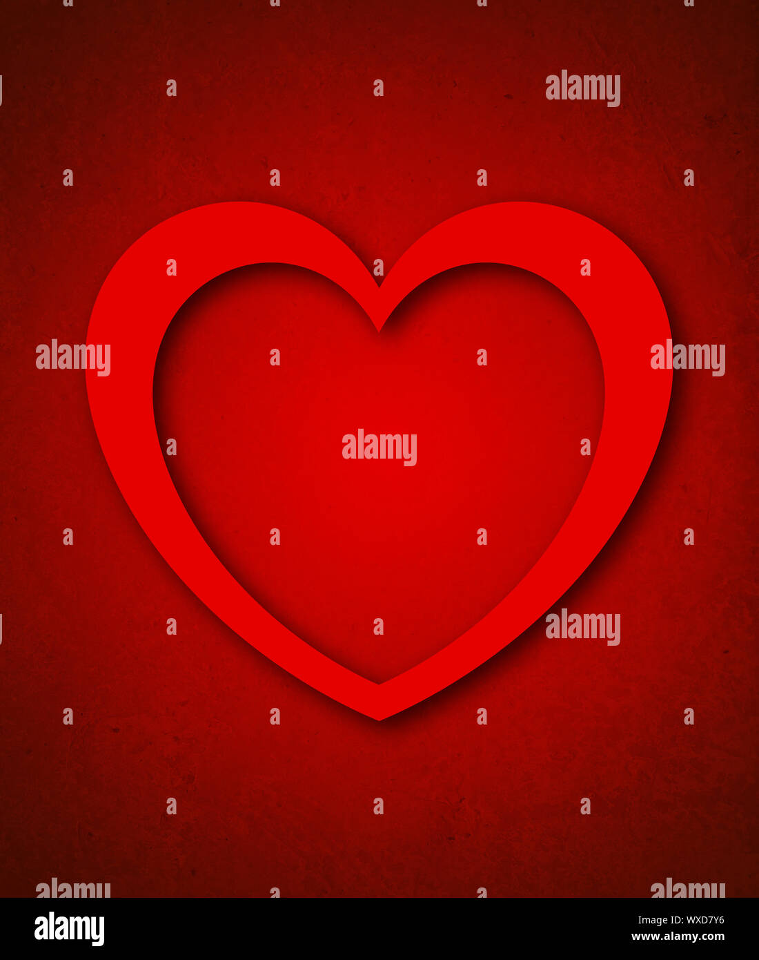 Red Paper Valentine's Day Card with Big Red Heart Stock Photo - Alamy