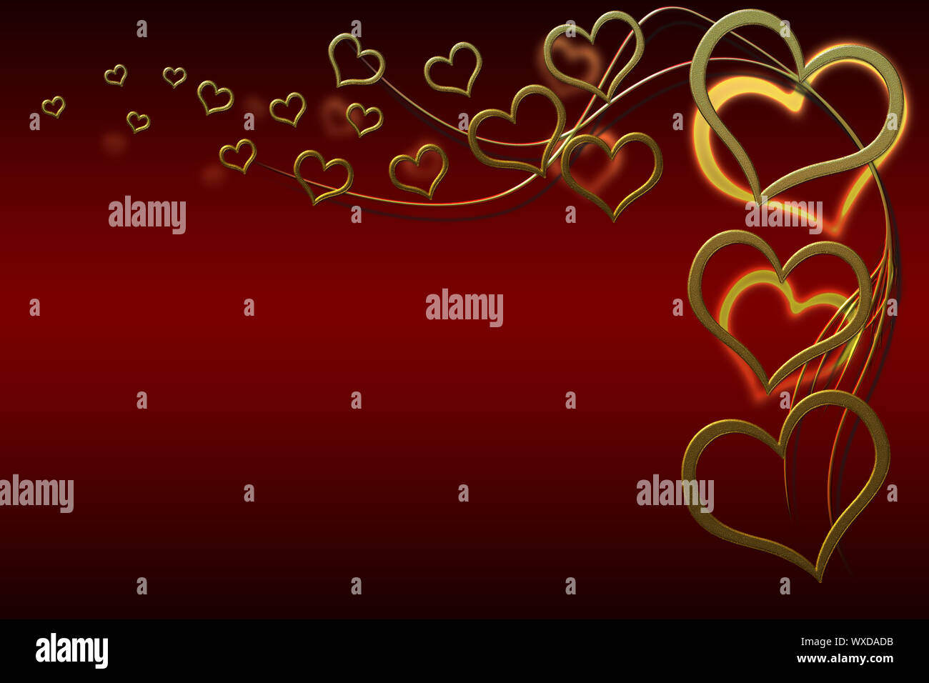 Valentines day background for your designs with golden hearts and ...