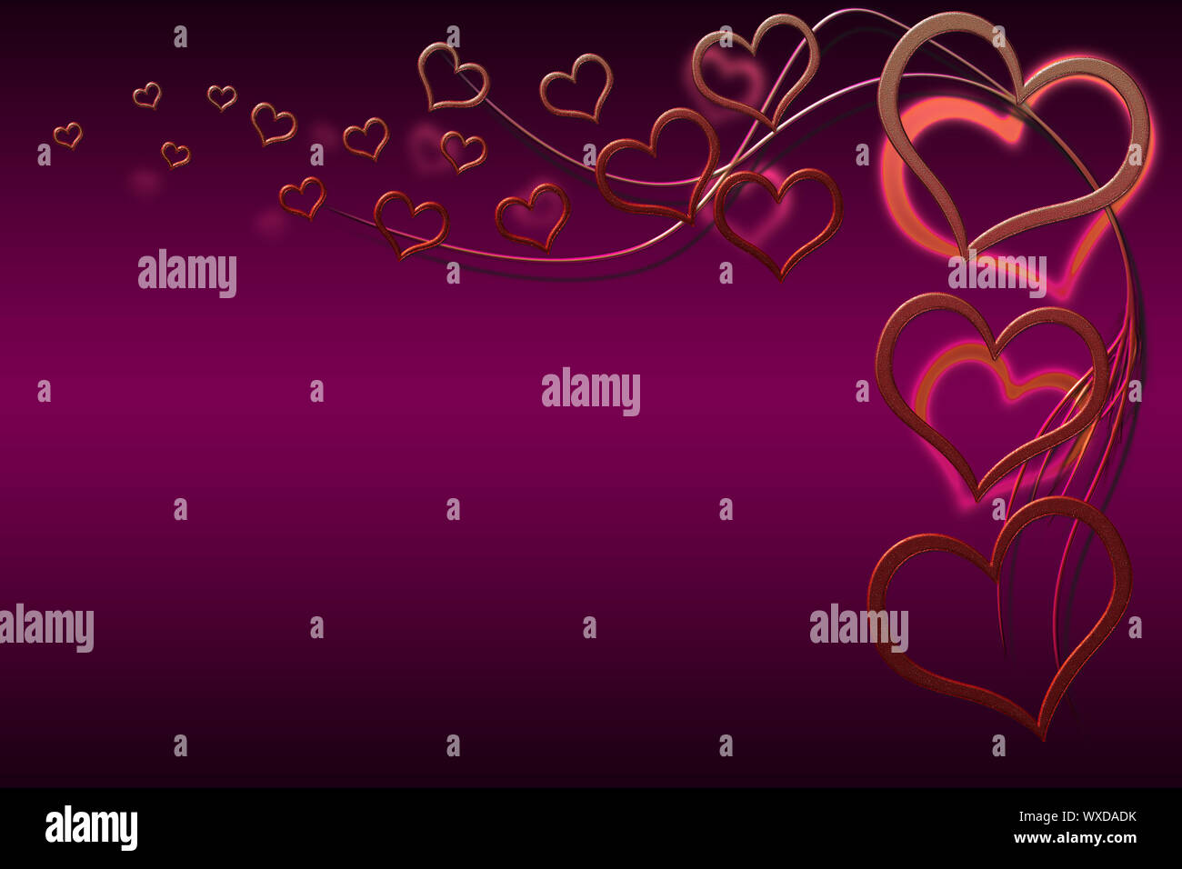Valentines day background for your designs with red hearts and swirls ...