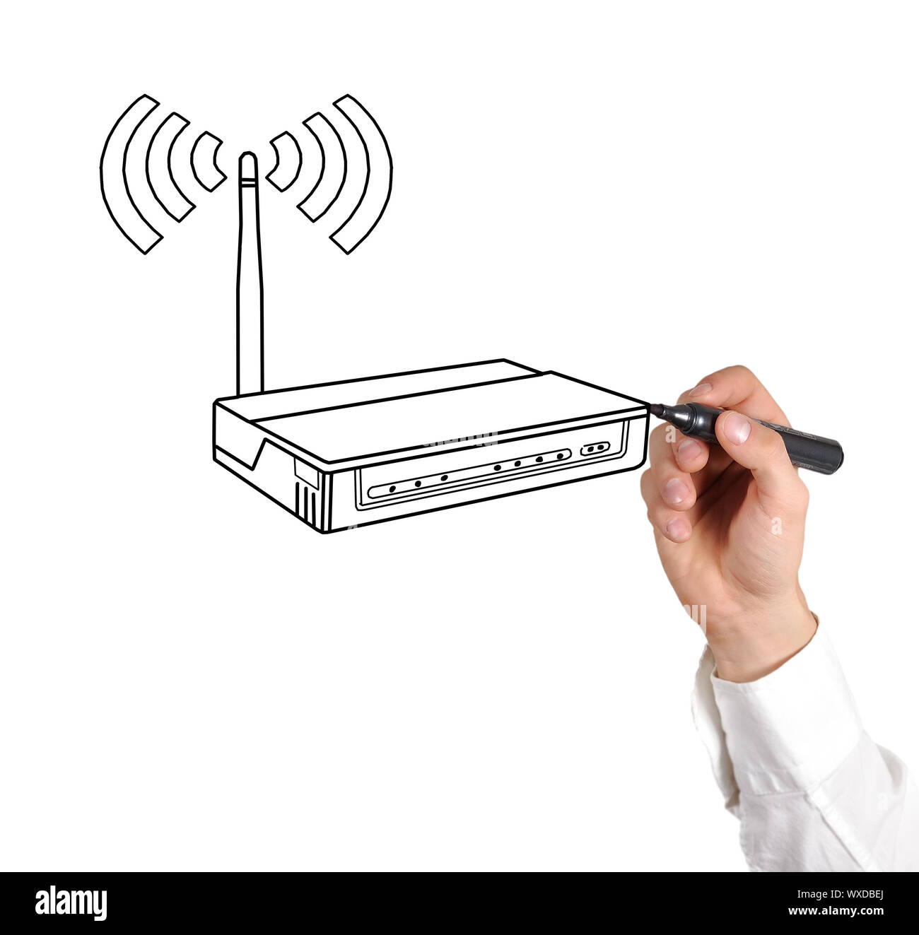 hand drawing router on a white background Stock Photo Alamy
