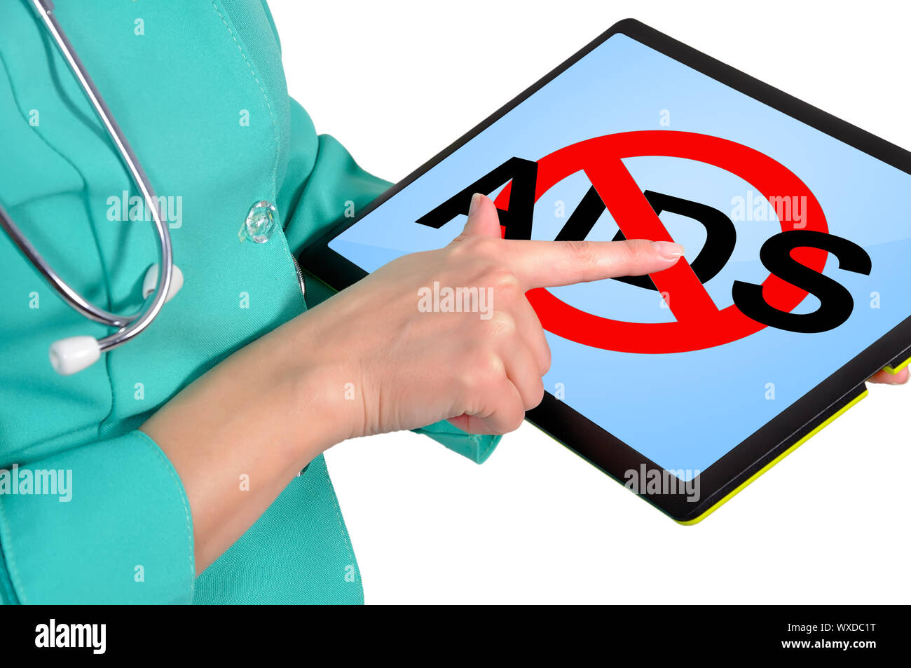 doctor with no aids symbol on touchpad Stock Photo - Alamy