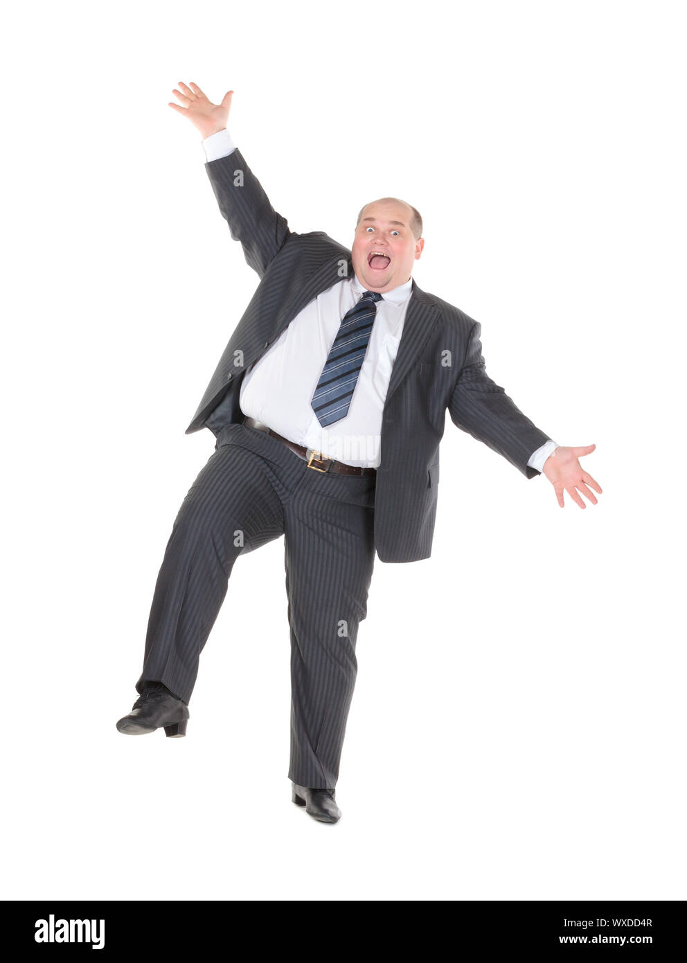 Very overweight cheerful businessman Stock Photo