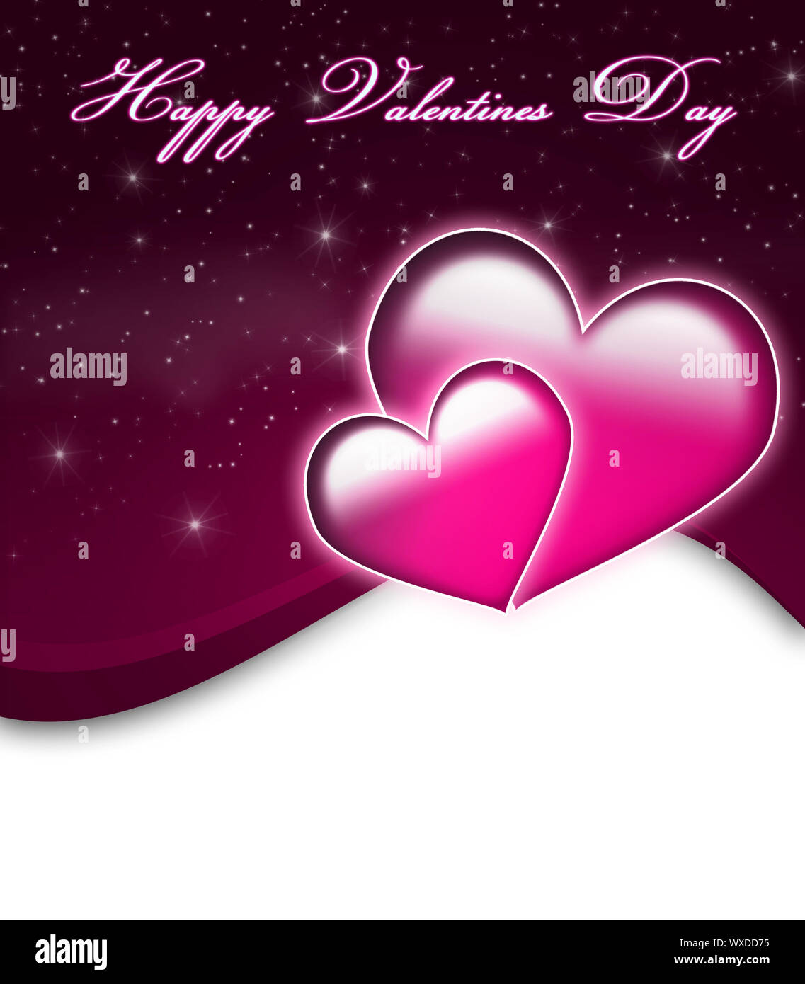 Valentines Day Card with Happy Valentines Day text and two big hearts ...