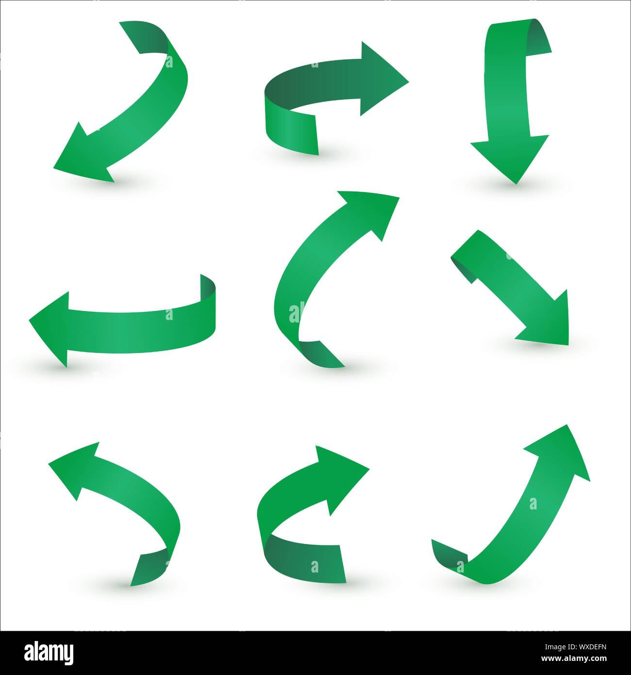 Arrow stickerst various angles and directions. 3d vector icon set. Stock Vector